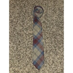 VTG WOOL Tartan Plaid Blue Red Brown TARTAN MEN'S NECK TIE